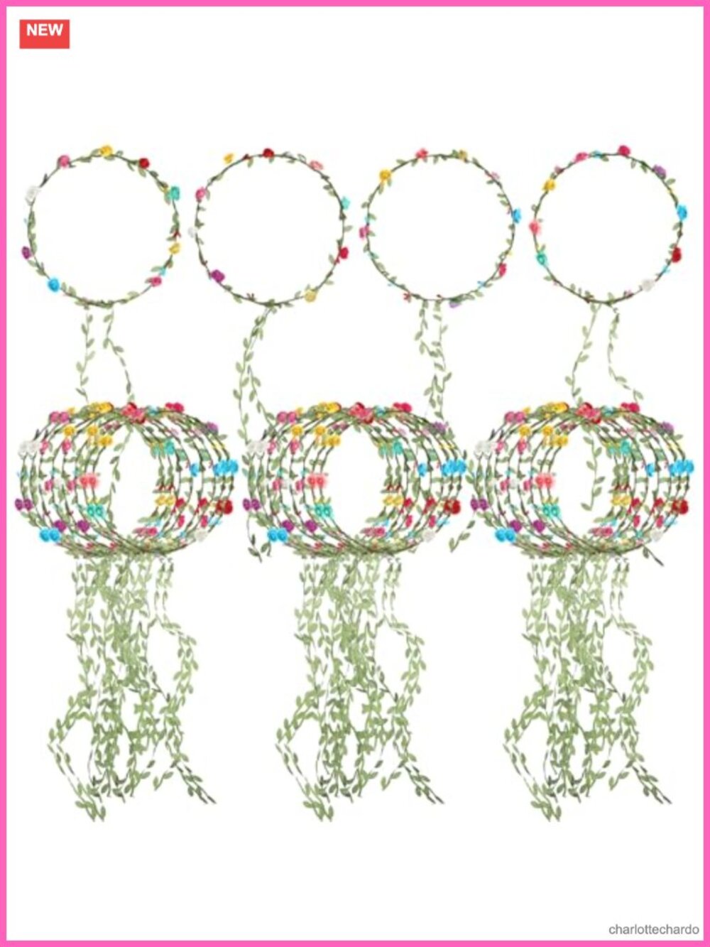 28 Pack Flower Crown Headbands Floral Garland Wreath Plastic Hair Accessories